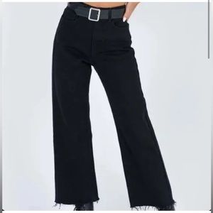 Princess Polly size 16 black wide leg crop jeans